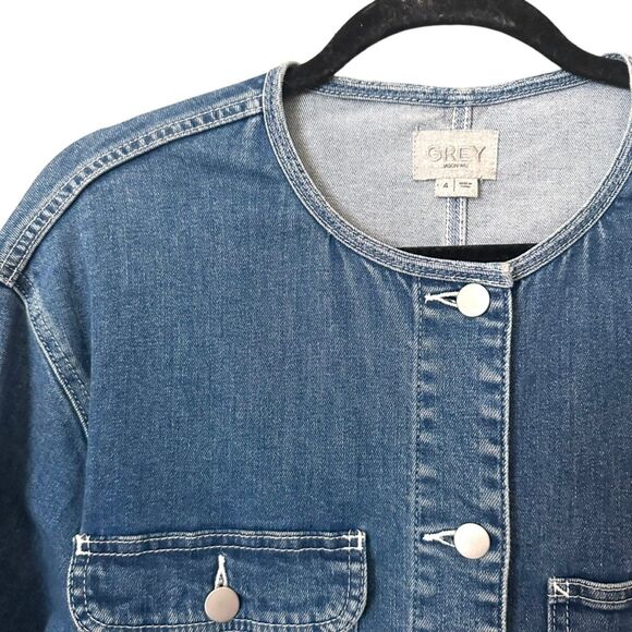 JASON WU GREY Two Toned Denim Jacket Sz 4 - Picture 4 of 4